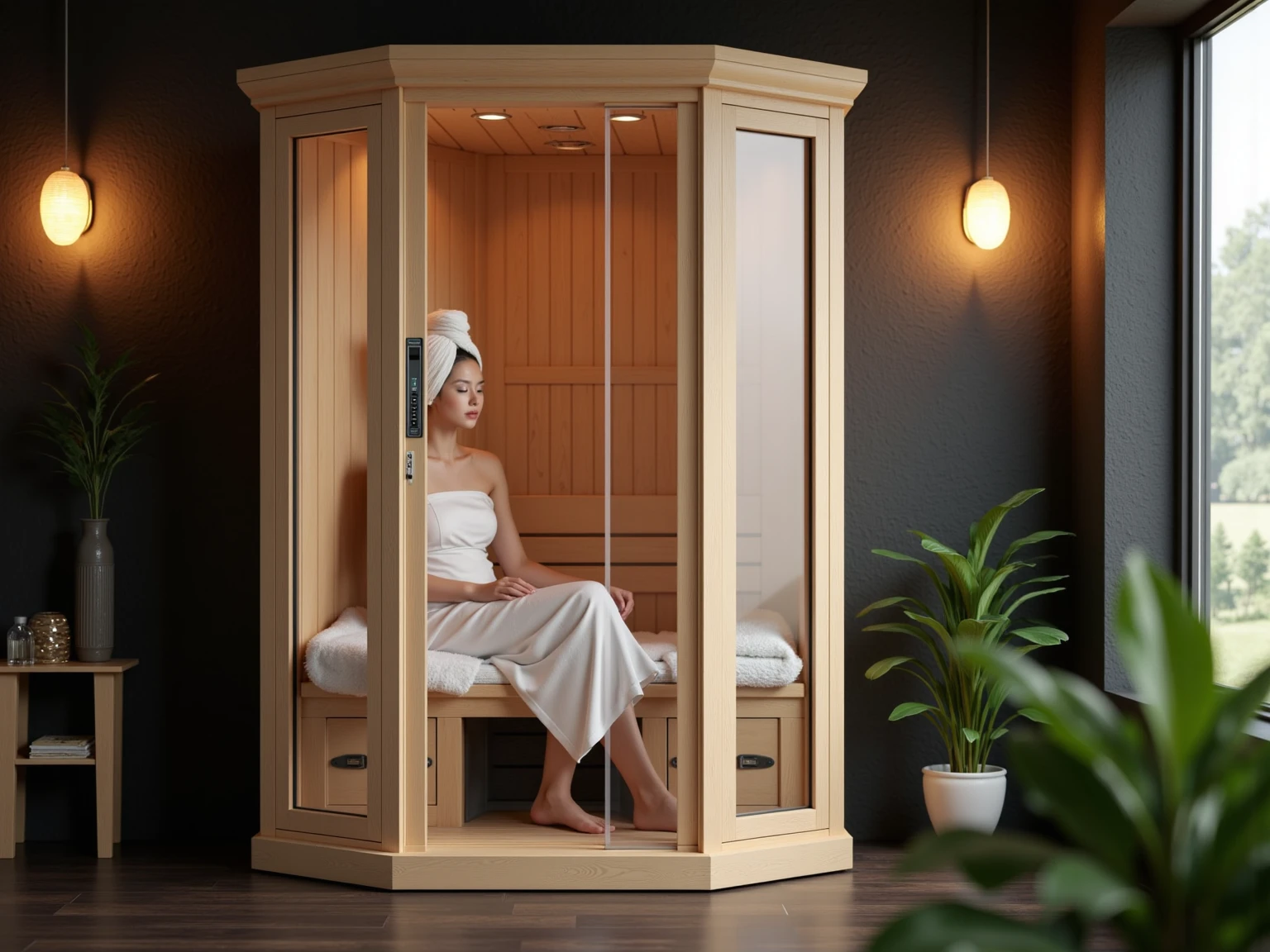 Sauna kính – View 360 độ