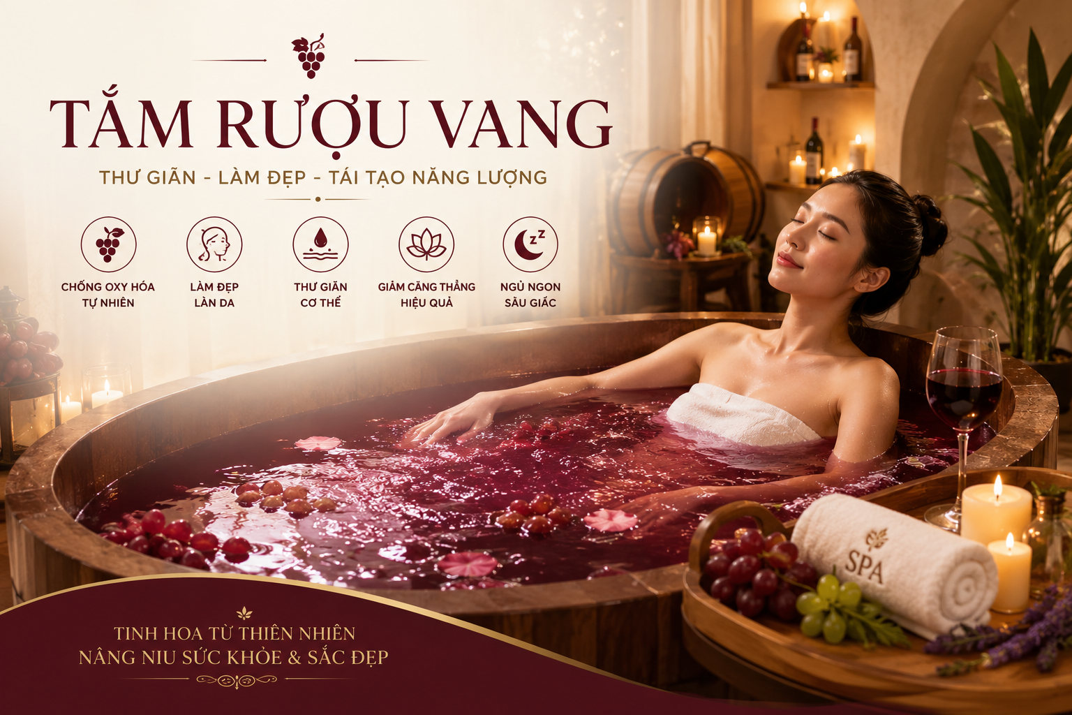 Quy Trình Tắm Rượu Vang Tại Spa