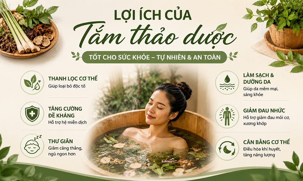 Lợi ích của tắm thảo dược đối với sức khỏe