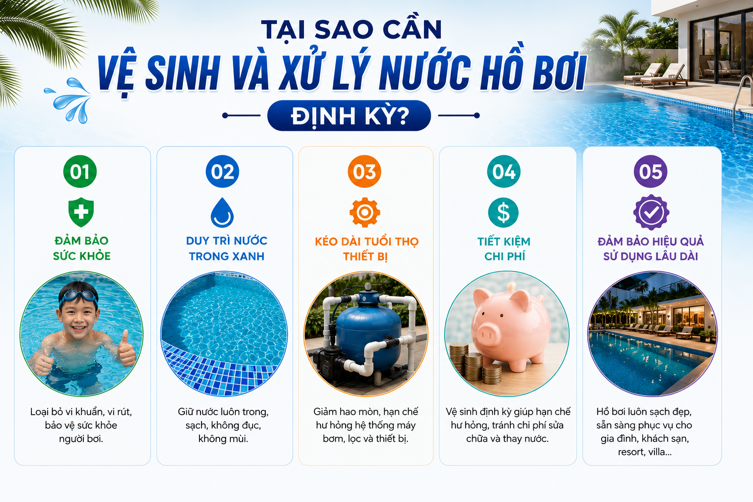 Tại sao cần vệ sinh và xử lý nước hồ bơi định kỳ?